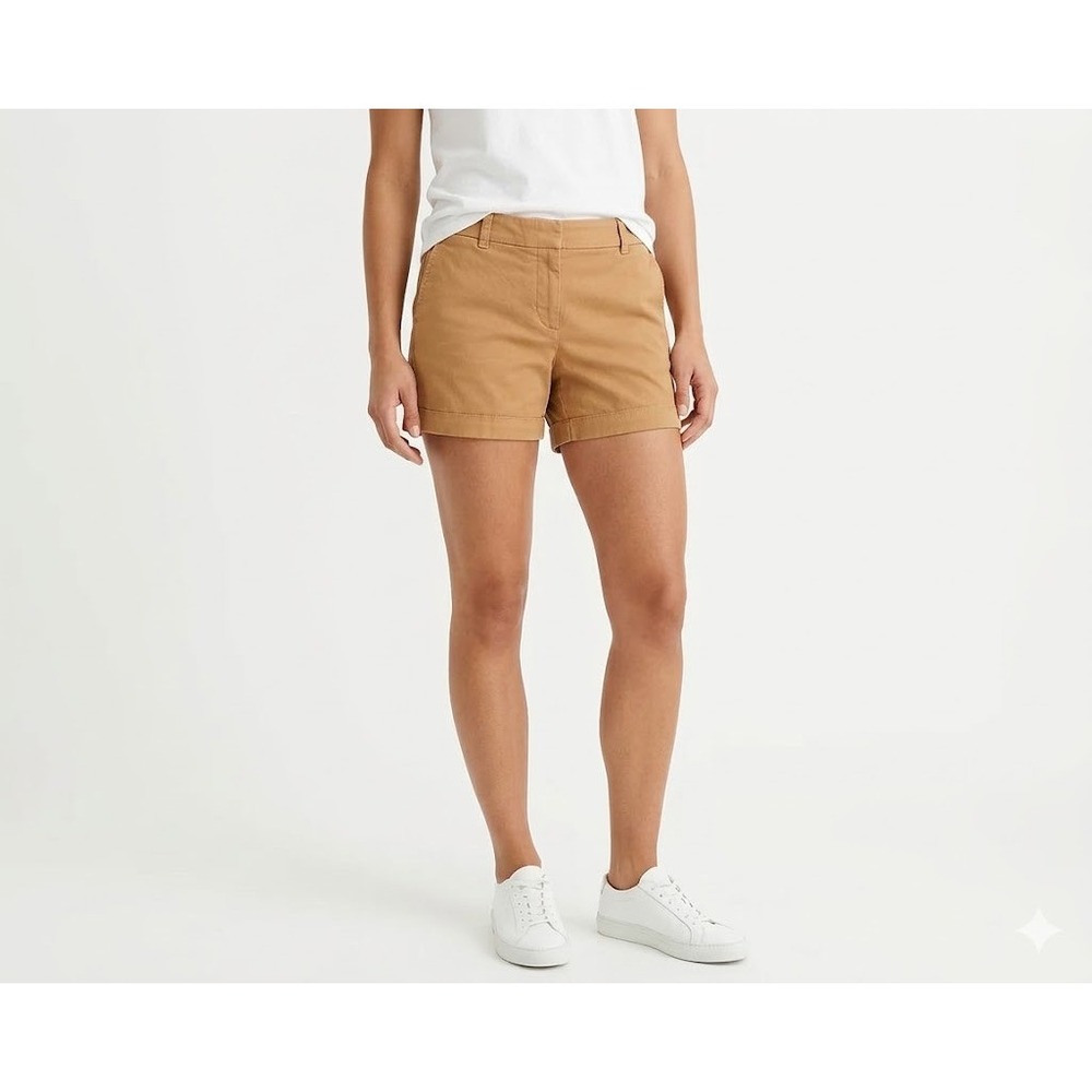 J. Crew Shorts Women's 10 Brown Chino Straight Flat Front Stretch Slash‎ Pocket